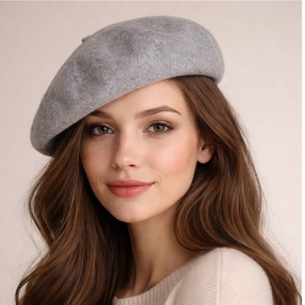 Nordstrom Rack Heather Grey Wool Blend‎ Beret Hat One Size New With Tags